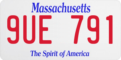 MA license plate 9UE791