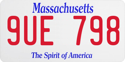 MA license plate 9UE798