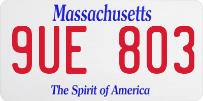 MA license plate 9UE803
