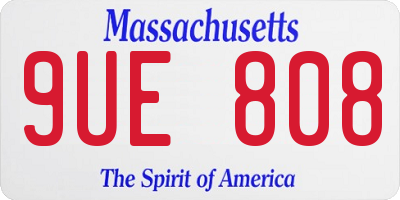 MA license plate 9UE808