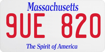 MA license plate 9UE820
