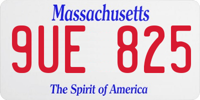 MA license plate 9UE825