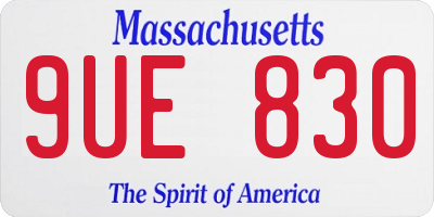 MA license plate 9UE830