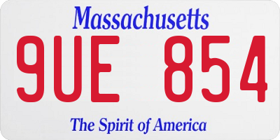 MA license plate 9UE854