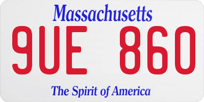 MA license plate 9UE860