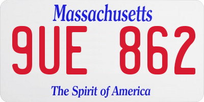 MA license plate 9UE862