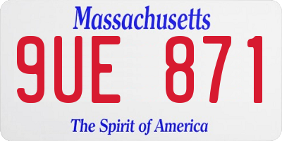 MA license plate 9UE871