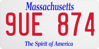MA license plate 9UE874