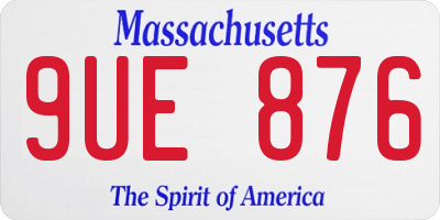MA license plate 9UE876