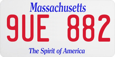 MA license plate 9UE882