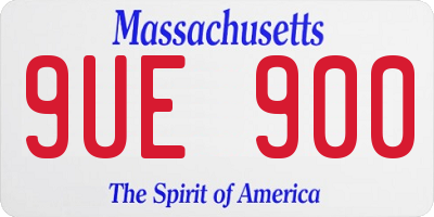 MA license plate 9UE900