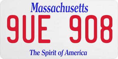 MA license plate 9UE908
