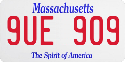 MA license plate 9UE909