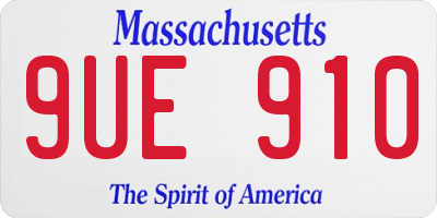 MA license plate 9UE910