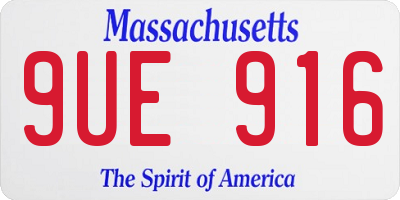 MA license plate 9UE916