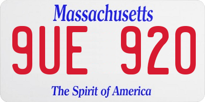MA license plate 9UE920