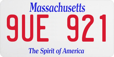 MA license plate 9UE921