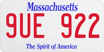 MA license plate 9UE922