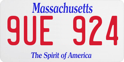 MA license plate 9UE924