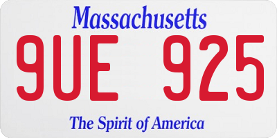MA license plate 9UE925