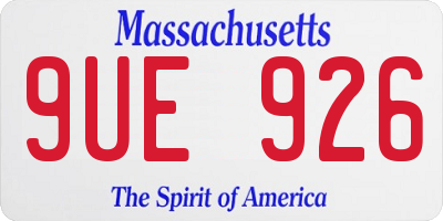 MA license plate 9UE926