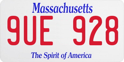 MA license plate 9UE928