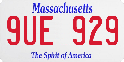 MA license plate 9UE929