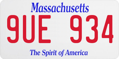 MA license plate 9UE934