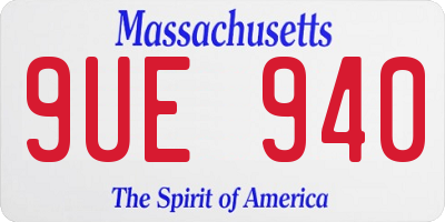 MA license plate 9UE940