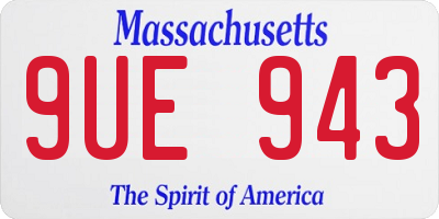 MA license plate 9UE943