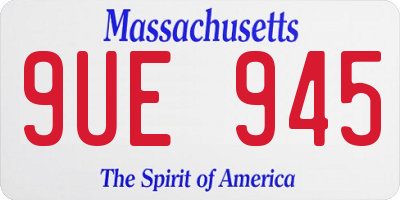 MA license plate 9UE945