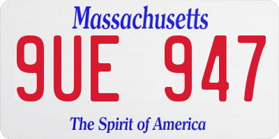 MA license plate 9UE947