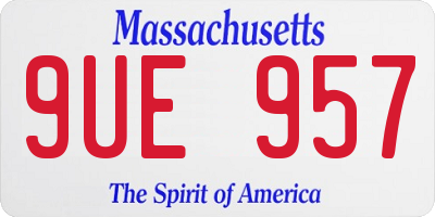 MA license plate 9UE957