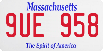 MA license plate 9UE958