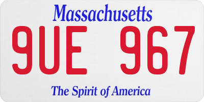 MA license plate 9UE967