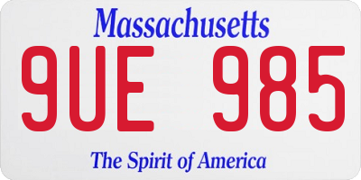 MA license plate 9UE985