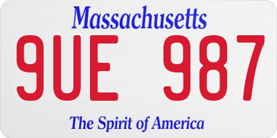 MA license plate 9UE987