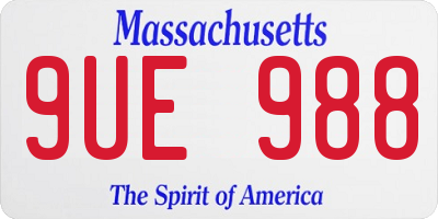 MA license plate 9UE988