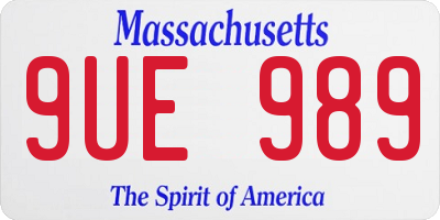 MA license plate 9UE989