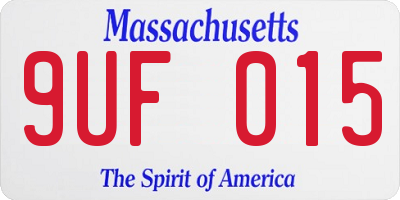 MA license plate 9UF015