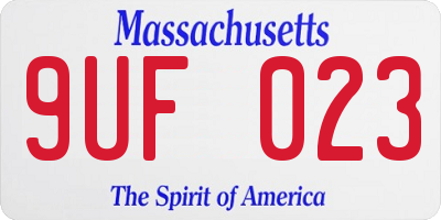 MA license plate 9UF023