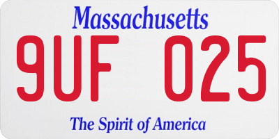 MA license plate 9UF025