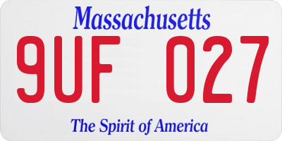 MA license plate 9UF027