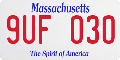 MA license plate 9UF030