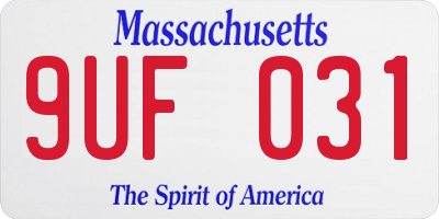 MA license plate 9UF031