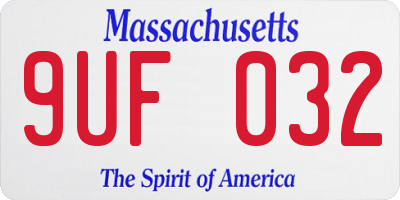MA license plate 9UF032