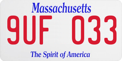 MA license plate 9UF033