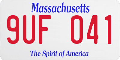 MA license plate 9UF041