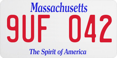MA license plate 9UF042