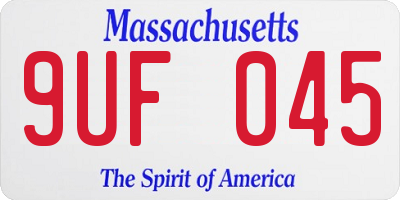 MA license plate 9UF045